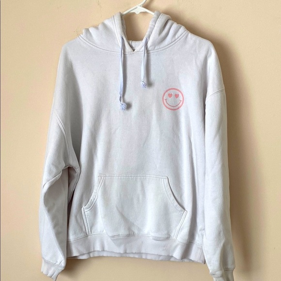 Starfit White Hoodie with Pink Smiley large - Picture 1 of 5